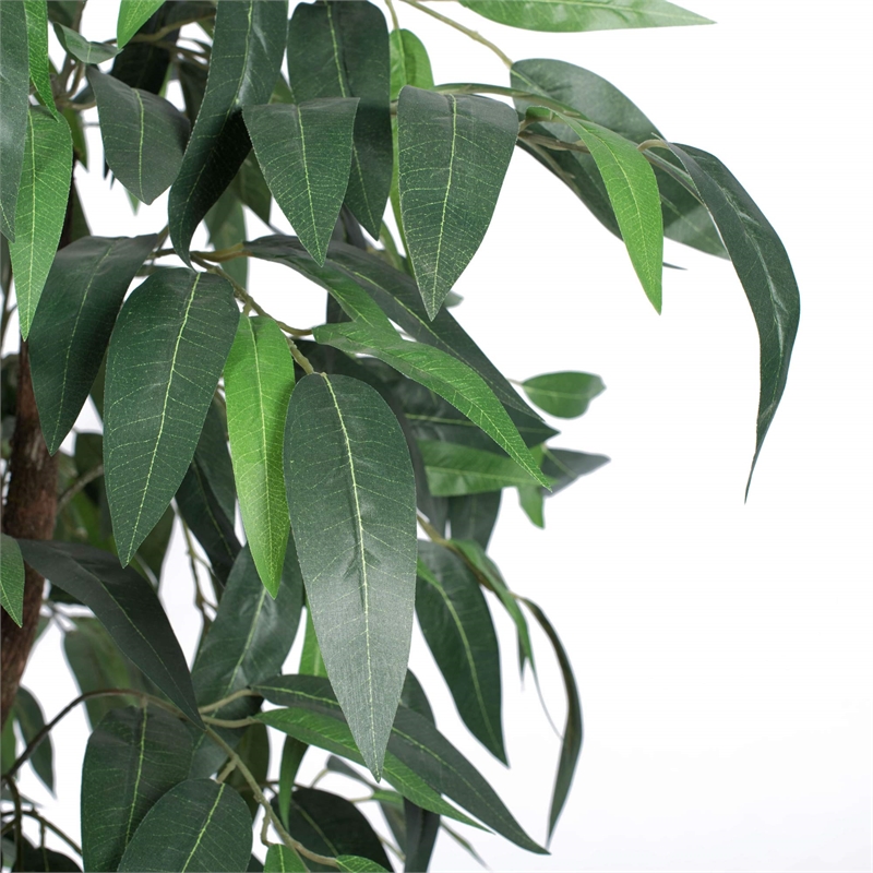 Vickerman 6' Artificial Mango Executive Tree with Rattan Basket in Green