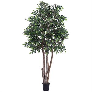 Vickerman 6' Artificial Mini Ficus Executive Tree with Black Pot in Green
