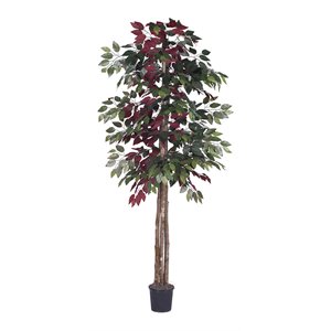 vickerman 6' artificial capensia deluxe tree with black pot in green/red