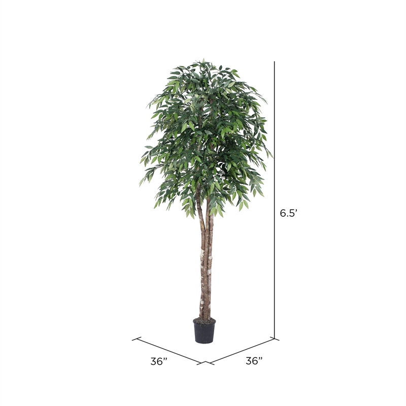 Vickerman 6' Artificial Smilax Deluxe Tree with Black Plastic Pot in Green
