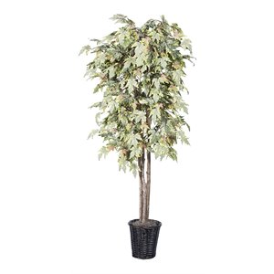 vickerman 6' artificial frosted maple deluxe tree with basket in green/brown