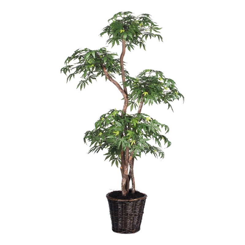 Vickerman 6' Artificial Multi Level Japanese Maple Tree with Basket in Green