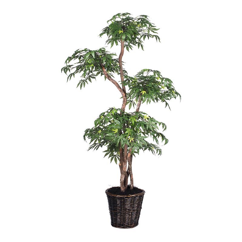 Vickerman 6' Artificial Multi Level Japanese Maple Tree with Basket in Green