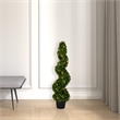 Vickerman 3' Plastic Artificial Potted Boxwood Spiral Tree with LED in Green