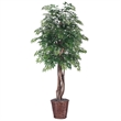 Vickerman 6' Artificial Ming Aralia Executive Tree with Rattan Basket in Green