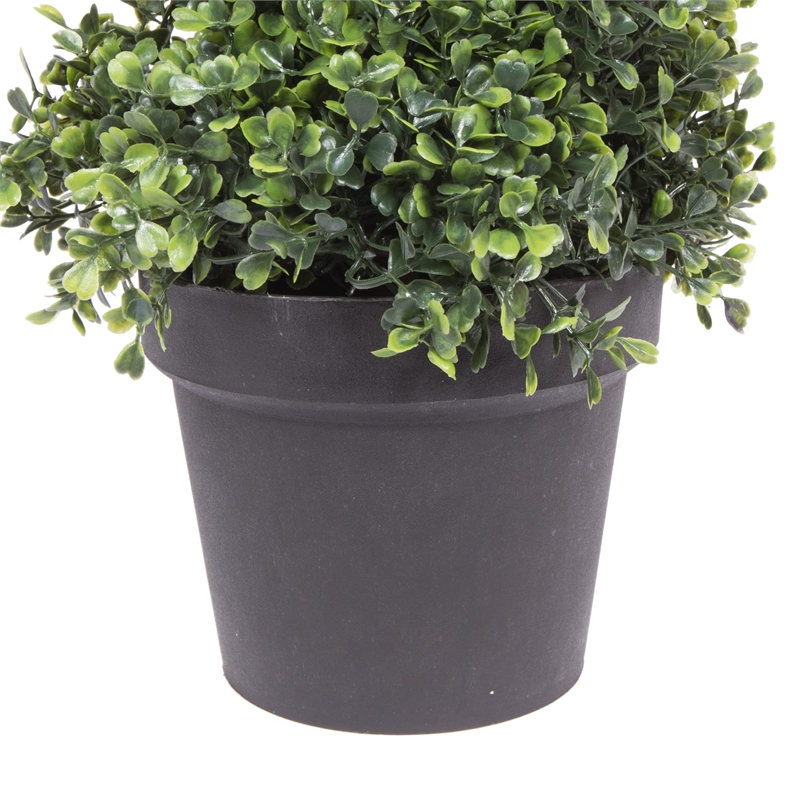 Vickerman 6' Plastic Artificial Potted Boxwood Spiral Tree in Green