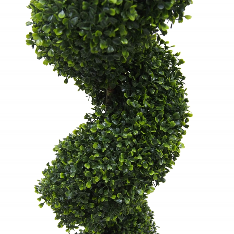 Vickerman 6' Plastic Artificial Potted Boxwood Spiral Tree in Green