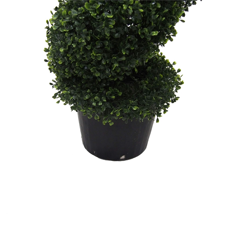 Vickerman 6' Plastic Artificial Potted Boxwood Spiral Tree in Green