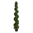 Vickerman 6' Plastic Artificial Potted Cedar Spiral Tree with LED in Green