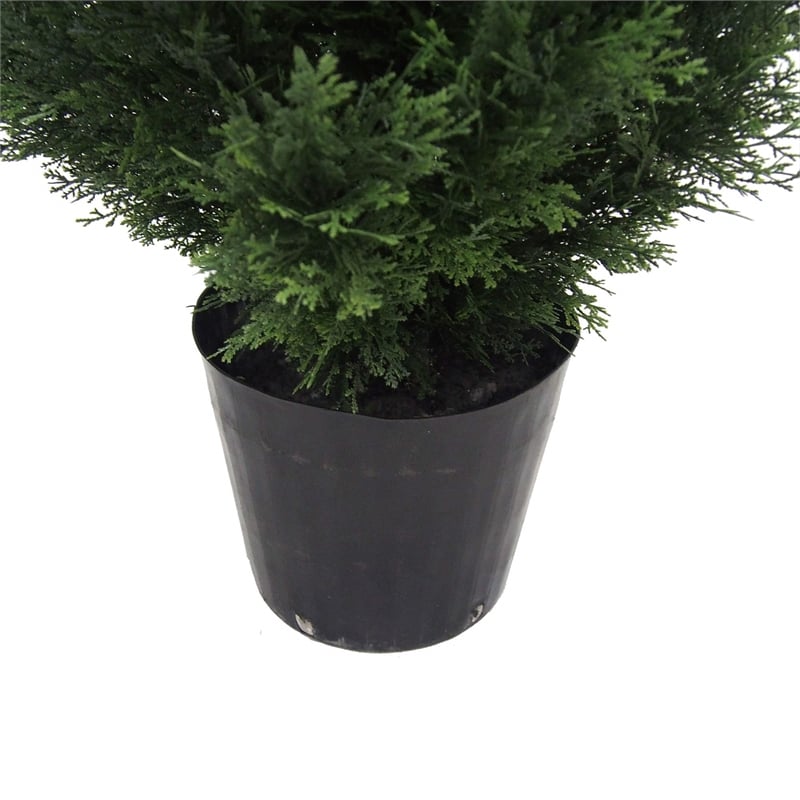 Vickerman 7' Contemporary Plastic Artificial Potted Cedar Tree in Green