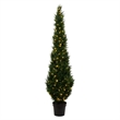 Vickerman 7' Contemporary Plastic Artificial Potted Cedar Tree with LED in Green