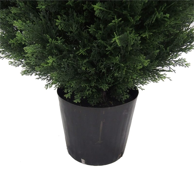 Vickerman 8' Contemporary Plastic Artificial Potted Cedar Tree in Green