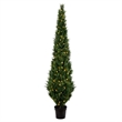 Vickerman 8' Contemporary Plastic Artificial Potted Cedar Tree with LED in Green
