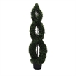 Vickerman 5' Artificial Boxwood Double Spiral Topiary with Black Pot in Green