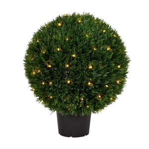 Vickerman 24&quot Contemporary Plastic Artificial Cedar Ball with LED in Green