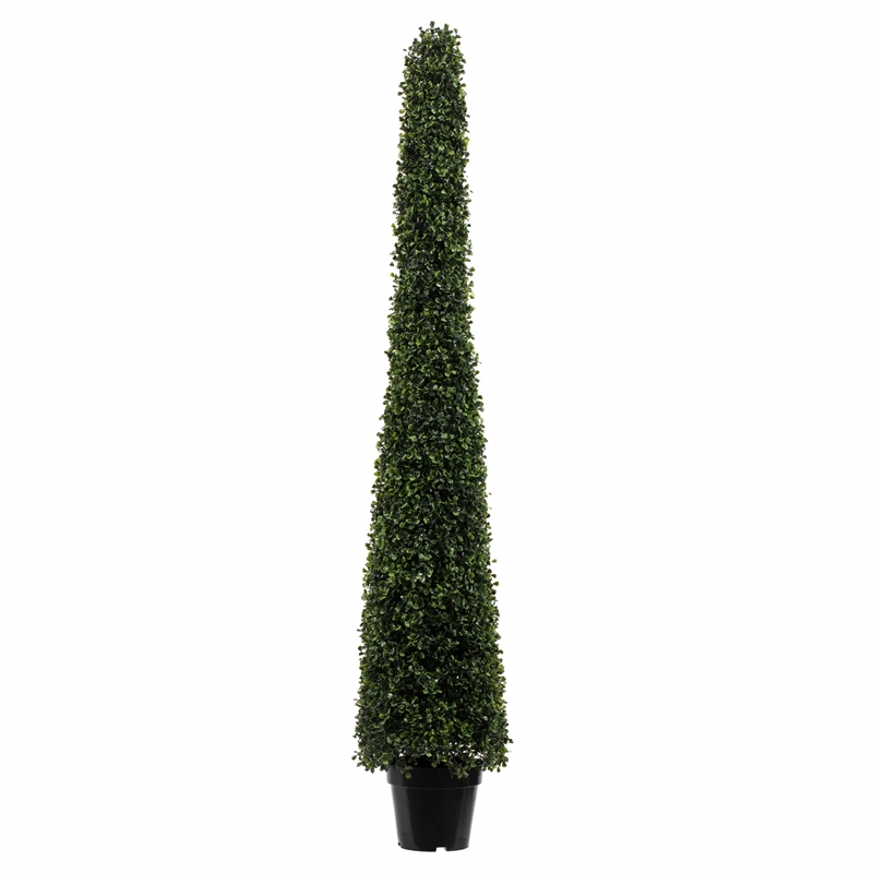 Vickerman 5' Contemporary Plastic Potted Artificial Boxwood Cone in Green