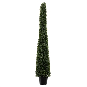Vickerman 5' Contemporary Plastic Potted Artificial Boxwood Cone in Green