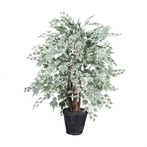 Vickerman 4' Artificial Maple Extra Full Bush with Basket in Green/Silver