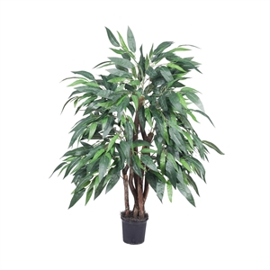 Vickerman 4' Artificial Mango Extra Full Bush with Black Pot in Green