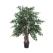 Vickerman 4' Artificial Mini Ficus Extra Full Bush with Black Pot in Green