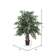 Vickerman 4' Artificial Mini Ficus Extra Full Bush with Black Pot in Green