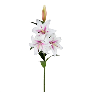 Vickerman 36'' Artificial Real Touch Lily Spray in White/Pink (Set of 2)