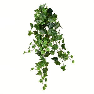Vickerman 28&quot Fabric Artificial Ivy Hanging Bush in Green (Set of 2)