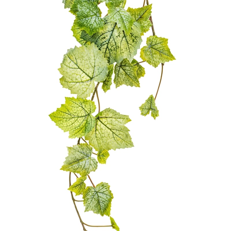 Vickerman 6' Fabric Artificial Grape Leaf Ivy Hanging Bush in Green/White
