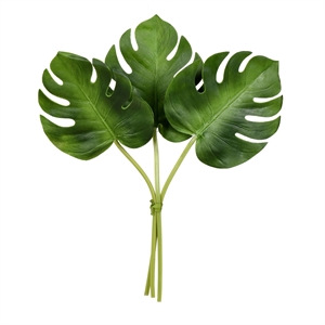 Vickerman 13&quot Fabric Artificial Split Philo Leaf Bundle in Green (Set of 2)