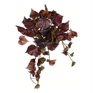 Vickerman 18&quot Artificial Grape Leaf Hanging Bush in Burgundy Red (Set of 3)