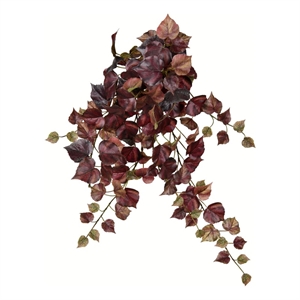 Vickerman 28&quot Artificial Grape Leaf Hanging Bush in Burgundy Red (Set of 2)