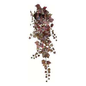 Vickerman 51&quot Fabric Artificial Grape Leaf Ivy Hanging Bush in Burgundy Red