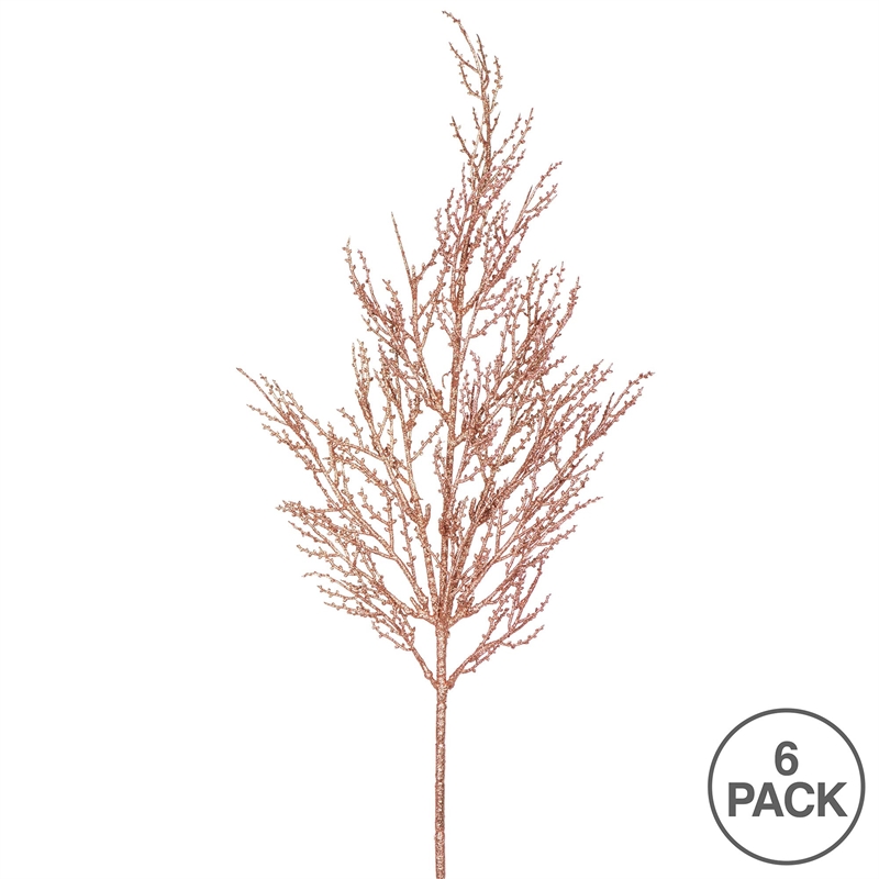 Vickerman Onoclea Wild Huck Artificial Christmas Spray in Rose Gold (Set of 6)