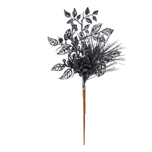 Vickerman Pinecone Leaf Artificial Christmas Pick in Gunmetal Gray (Set of 12)
