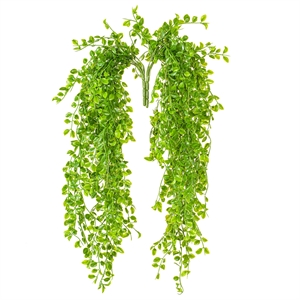 Vickerman 31&quot Plastic Artificial Mini Leaf Hanging Bush in Green (Set of 2)