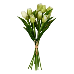 Vickerman 14&quot Contemporary Plastic Artificial Tulip Bundle in Green (Set of 2)