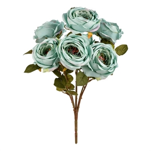 Vickerman 17.5&quot Contemporary Fabric Artificial Rose Bush in Powder Blue