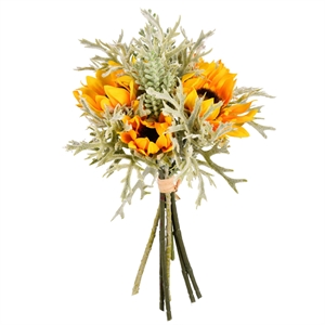 Vickerman 14&quot Fabric Artificial Sunflower Succulent Bouquet in Yellow
