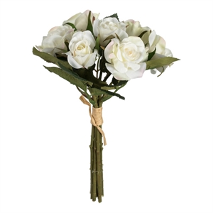 Vickerman 10&quot Contemporary Fabric Artificial Rose Bouquet in White (Set of 3)