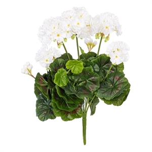 Vickerman 15.25&quot Contemporary Fabric Artificial Geranium Bush in White