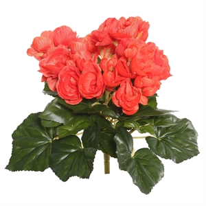 Vickerman 9.5&quot Contemporary Polyester Artificial Begonia Bush in Orange