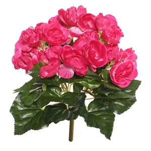 Vickerman 9.5&quot Contemporary Polyester Artificial Begonia Bush in Hot Pink