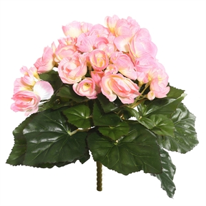 Vickerman 9.5&quot Contemporary Polyester Artificial Begonia Bush in Pink