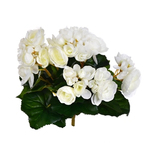 Vickerman 9.5&quot Contemporary Polyester Artificial Begonia Bush in White