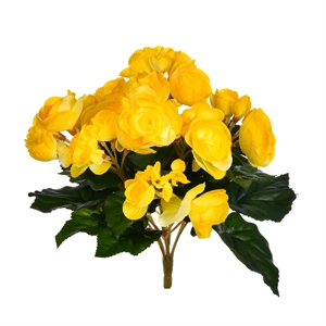 Vickerman 9.5&quot Contemporary Polyester Artificial Begonia Bush in Yellow