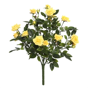 Vickerman 15&quot Fabric Artificial Mini Diamond Rose Bush in Yellow