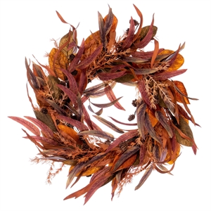 Vickerman 22&quot Cream Red Artificial Plastic Leaf Wreath