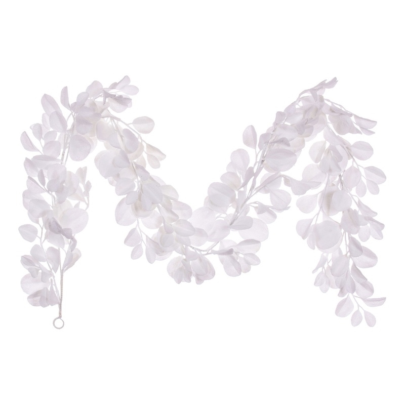 Vickerman 6' White Artificial Plastic Dogwood Snowy Garland