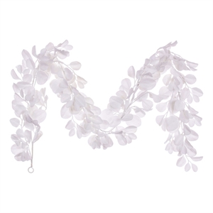 Vickerman 6' White Artificial Plastic Dogwood Snowy Garland