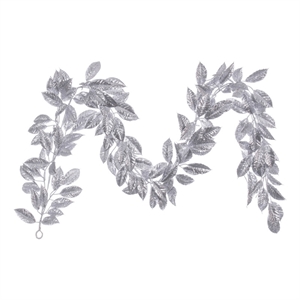 Vickerman 6' Silver Artificial Gardenia Glitter Garland